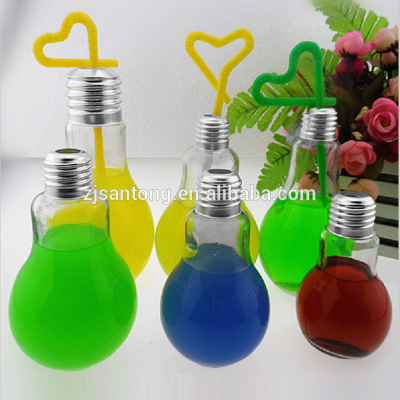 Customized logo printing plastic PET Light bulb juice transparent bottle Drink water protein water bottle