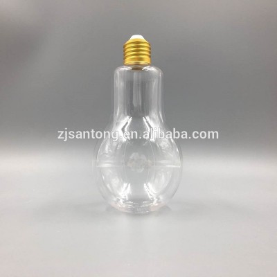 PET plastic 100ml 150ml 200ml 250ml 300ml 400ml 500ml light bulb bottle for drinking and juice with lid and plastic straws