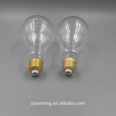 Empty plastic lamp bulb juice bottles 100ml 150ml 200ml 300ml pet drinking juice bottles with metal screw cap