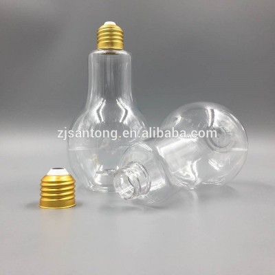 Lamb bulb shape bottle plastic beverage bottle with metal lid