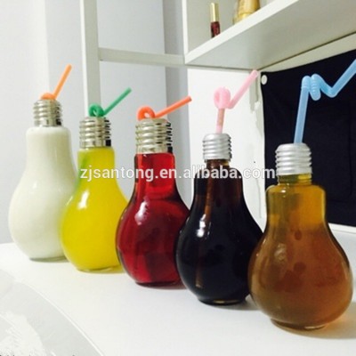 Wholesales Light Bulb Shape Beverage Plastic Bottle with Golden Screw Cap