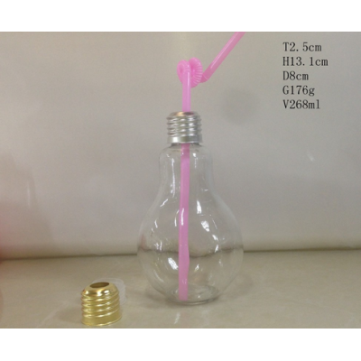 Wholesale Singapore 200ml great for latex bottle juice beverage cheap PET plastic light bulb shape bottles with metal cap