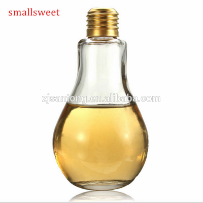 2017Hot!Light bulb shaped glass fruit juice bottle coffee lamp shape bottle for drinking