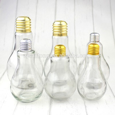 Clear PET 100~700ml Plastic Lamp Bulb Bottle for milk tea with LED light/colorful PET Lamp Bulb Bottle